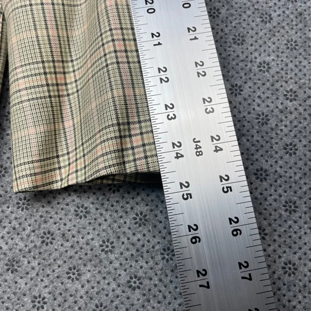Vintage Southwick Mens 40R Blazer Glen Plaid Sport Coat Grey Tan Pink Made USA